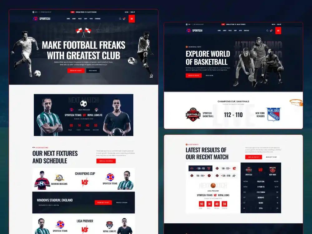 تصميم موقع رياضي