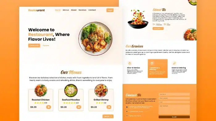 تصميم موقع مطعم